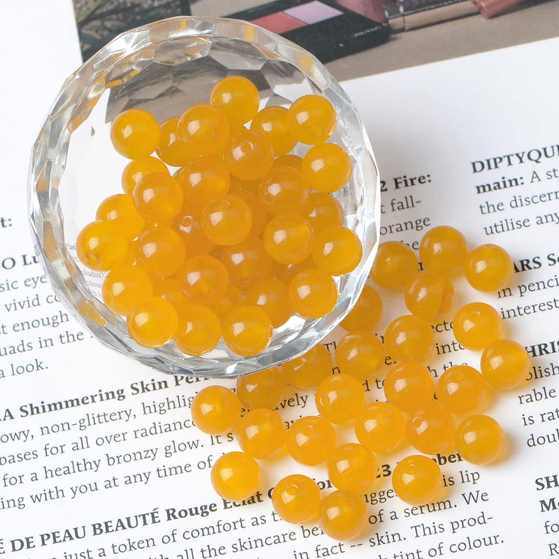AD Beads 8mm Natural Round Loose Beads 110 Pieces, for Making 108 Mala Prayer Beads Necklace, Bracelet & Yoga Meditation, Jewelry Design (Yellow Jade) - Image 2